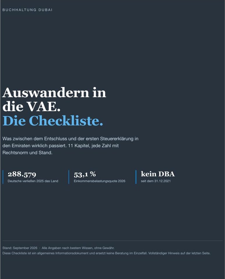 Titelseite der Checkliste Auswandern in die VAE