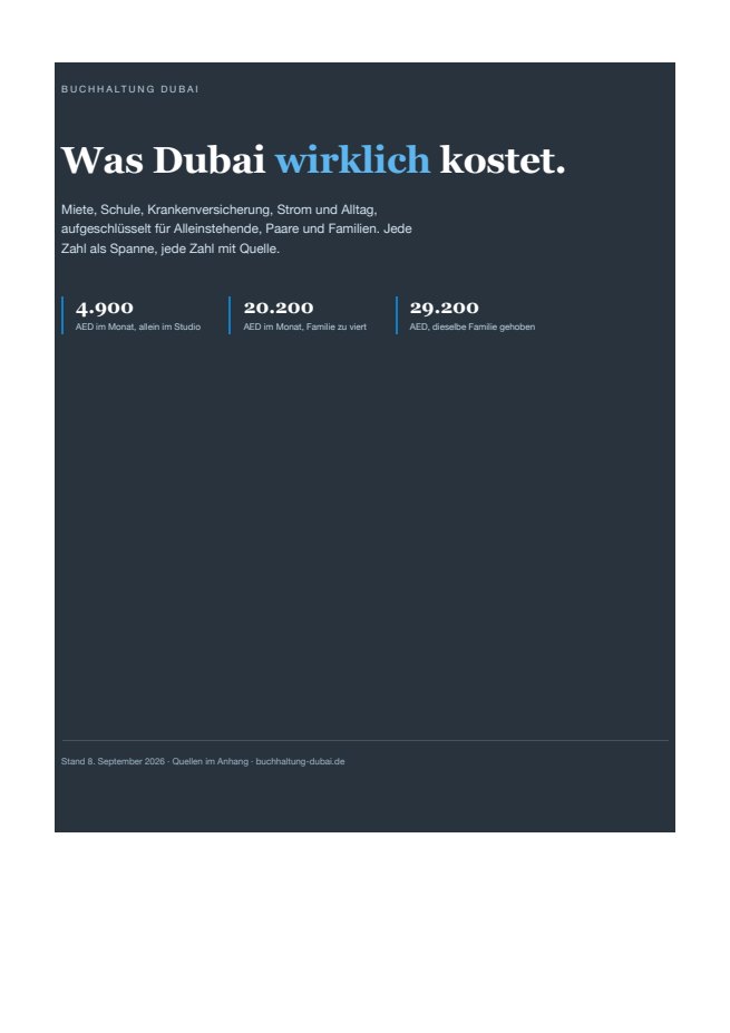 Titelseite der PDF Was Dubai wirklich kostet